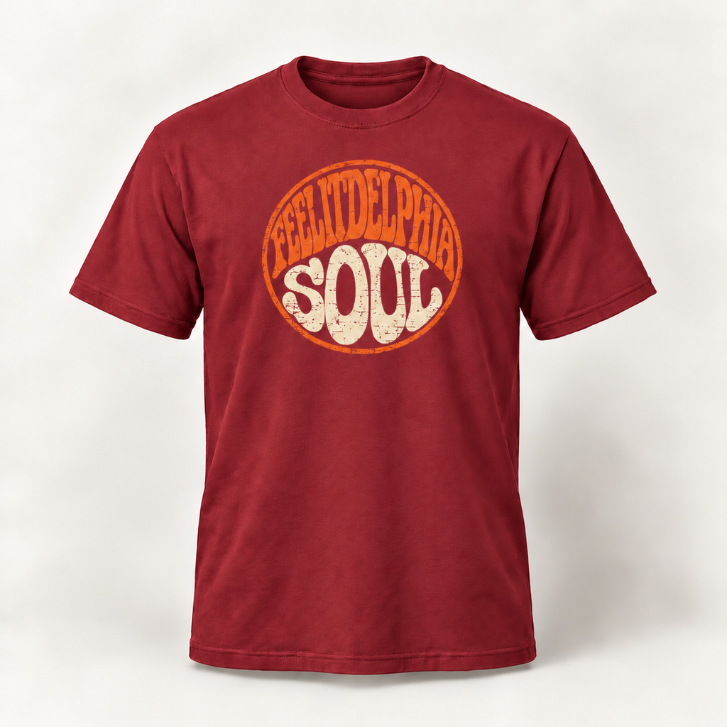Red FEELITDELPHIA SOUL graphic T-shirt