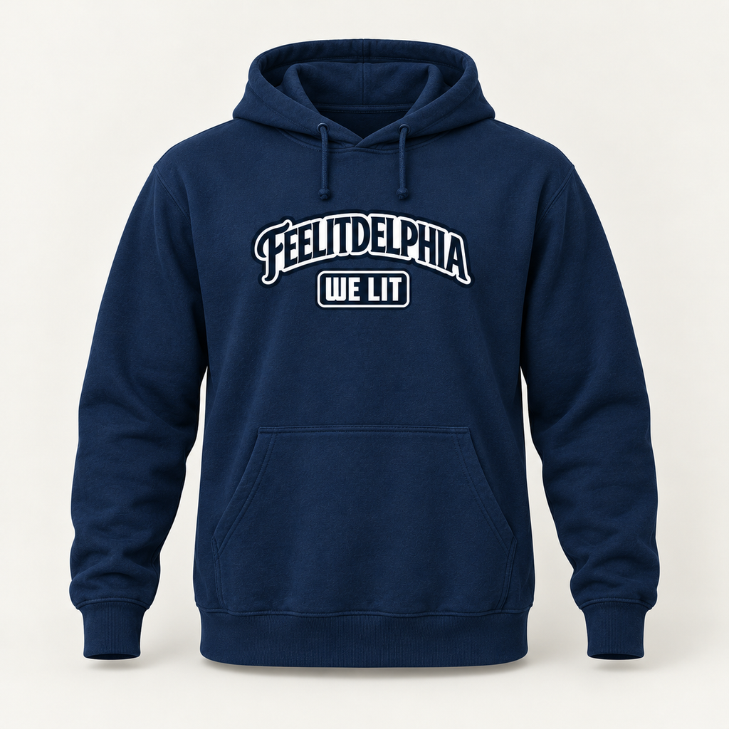 navy FEELITDELPHIA WE LIT pullover hoodie
