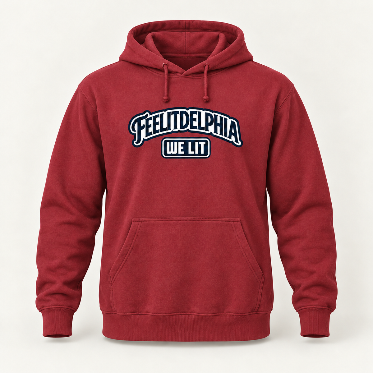 red FEELITDELPHIA WE LIT pullover hoodie
