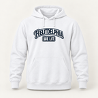 white FEELITDELPHIA WE LIT pullover hoodie